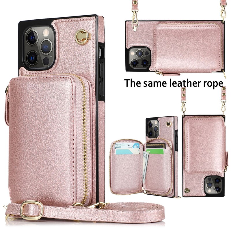 Zippered Multifunctional Crossbody Phone Leather Case